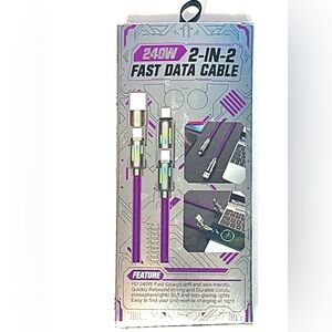 240W 2-in-2 Fast Data Cable - black or blue